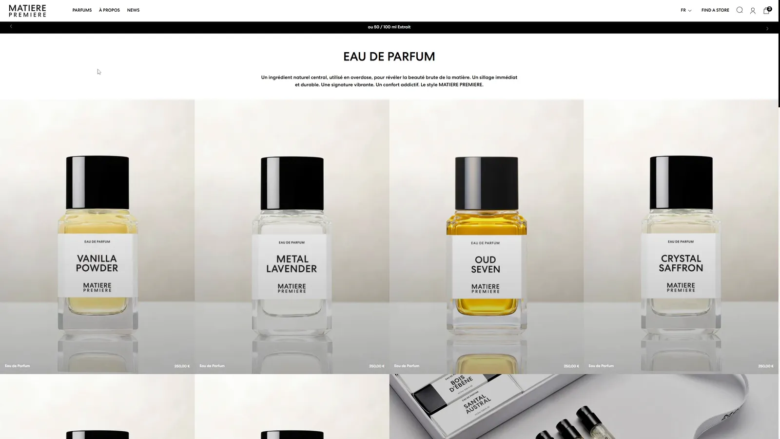 Collection page with its load animation and hovers, then a fragrance page