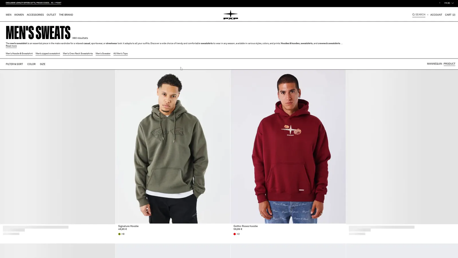 Nosto collection: filters, model view, then quick add