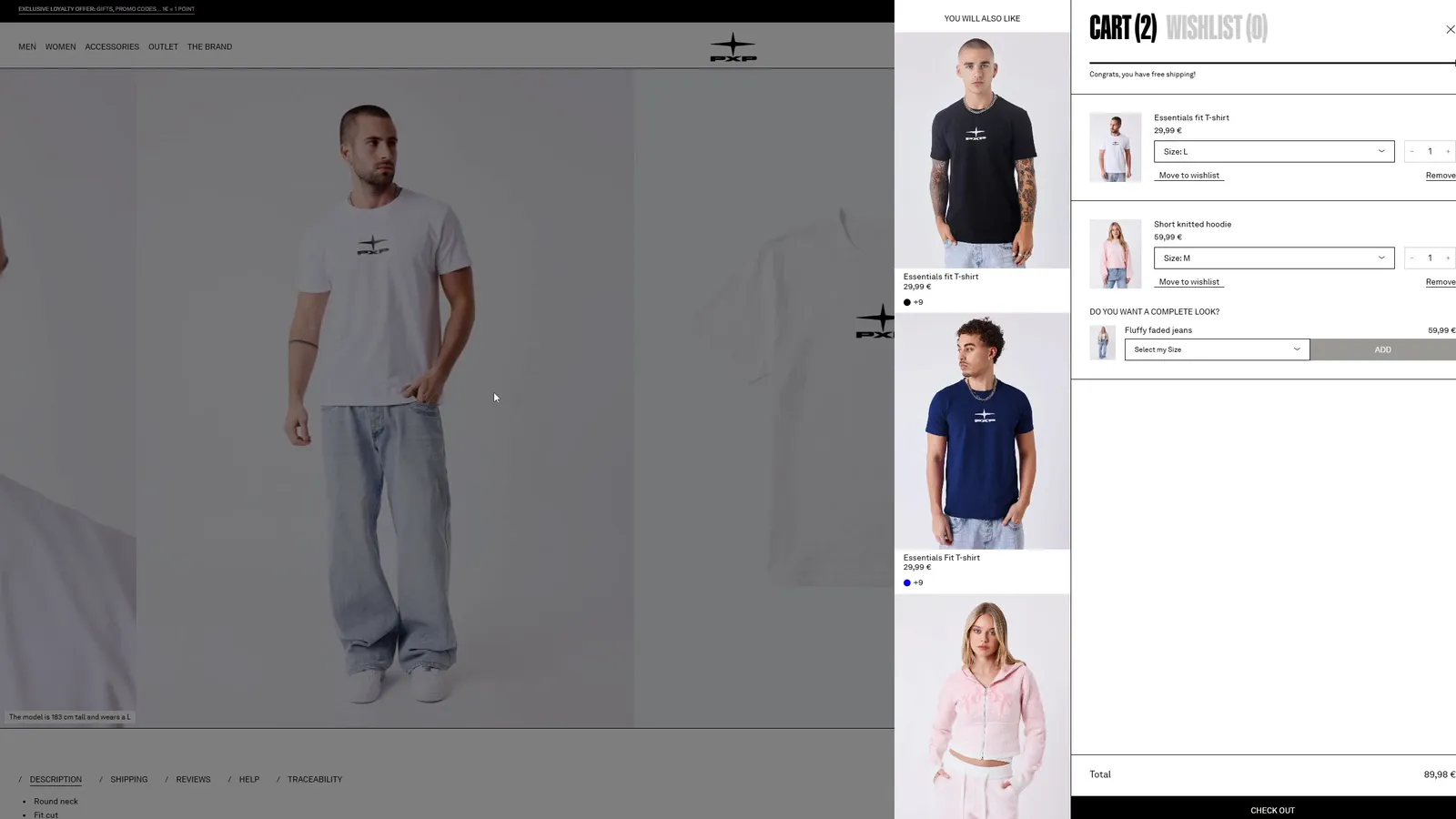 Cart drawer: add to cart, then move an item to the wishlist